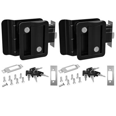 Imagem de Leisure Locks Fechadura de porta de entrada de trailer de viagem para trailer, fechadura preta polar