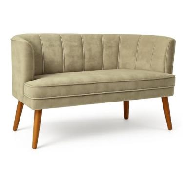 Imagem de Sofá Namoradeira Resistente para Clínica Confortável Tecido Veludo Sala de Espera MOBLAN decor (Cappuccino)