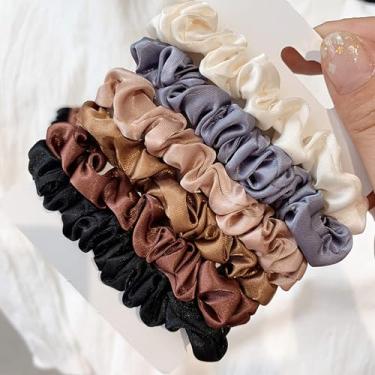 Imagem de 6 peças de faixa de cabeça de cetim básica corda de cabelo acessório de cabelo elástico
