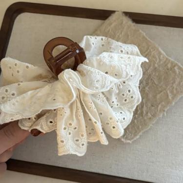 Imagem de Grampo de cabelo de cor sólida coreana com clipe de cabelo, acessório de cabelo, rabo de cavalo, prendedor de garra feminino (branco)