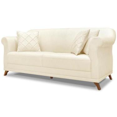 Imagem de Sofa 3 Lugares Retro Polo 200cm Com Almofada Linho Perola Ezz Perola -