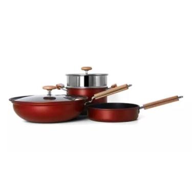 Imagem de Jogo De Panela Frigideira Wok Risoto Antiaderente Com Tampa - bbless, 