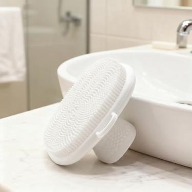 Imagem de Escova de limpeza facial, esfregão de massagem macio, almofada de limpeza facial à prova d'água portátil com laço para pendurar para cuidados diários com a pele