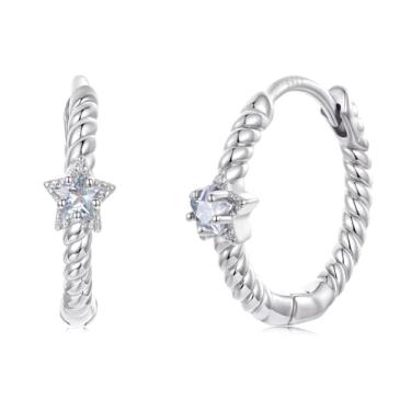 Imagem de RUKYF Brincos de argola para mulheres leves Minilmalist pérola/infinito/estrela/cruz para orelhas sensíveis, brincos de argola Huugies delicados para mulheres, Zircônia cúbica, Zircônia cúbica