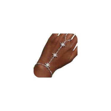 Imagem de Wriidy Correntes de mão pulseira sol corpo corrente anel flor pulseiras joias para mulheres, one size, Metal não precioso, Sem Pedra Preciosa