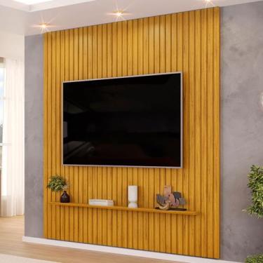 Imagem de Painel Ripado Para TV 75 Pol Sala Quarto 223x240cm Lexa D05 Cedro - Ly