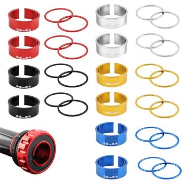 Imagem de Albedel 2 conjuntos de adaptadores de suporte inferior de bicicleta, 5 cores, 24 mm a 22 mm, espaçador de eixo BB, conversor de arruela, liga de alumínio, total de 10 conjuntos para MTB Road Mountain
