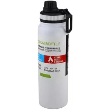 Imagem de Garrafa Térmica Inox Esportiva 800ml Parede Dupla a Vácuo | Mantém Bebidas Quentes ou Frias 12h | Tampa Hermética Antivazamento | Ideal Academia, Escritório, Viagem, Trilhas e Treinos (branco)