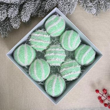 Imagem de Bolas de Natal, 9 peças, 8 cm, bolas de Natal, champanhe, pingente de decoração de árvore de presente para decoração de guirlanda de Natal (verde)