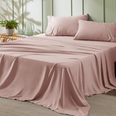 Imagem de Conjunto de lençóis Bedsure California King 4 peças Dusty Pink