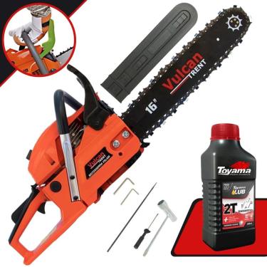 Imagem de Motosserra Vsl450 2t 45cc 2,30hp Sabre Pta Rolante 16 Cor. 3-8 X 1,5mm Vulcan Trent + Óleo Toyama Fg50 500ml 2t