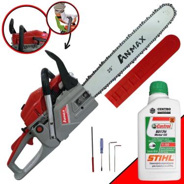 Imagem de Motosserra Anmax Cs5800a à Gasolina 2t 58cc 3,1hp Sabre 20'' Ponta Rolante Profissional + Óleo Castrol Stihl 500ml
