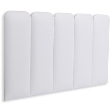 Imagem de Cabeceira Solteiro Kit 5 Placas Modelo Arredondada - Courino Branco