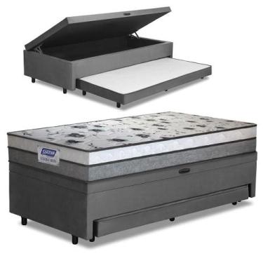 Imagem de Cama Bibox Baú Com Colchão Fort Solteiro E Cama Auxiliar Conjugada 88x