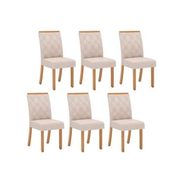 Imagem de Kit 6 Cadeiras De Cozinha Vita 6 Uni Nature-suede Light Linho - Henn