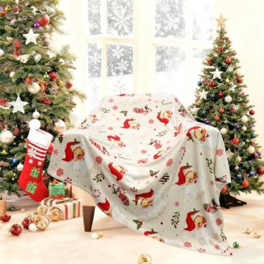 Imagem de Cobertor de flanela de Papai Noel macio e aconchegante para sofá e cadeira 127 x 152 cm, acessórios de decoração de Natal