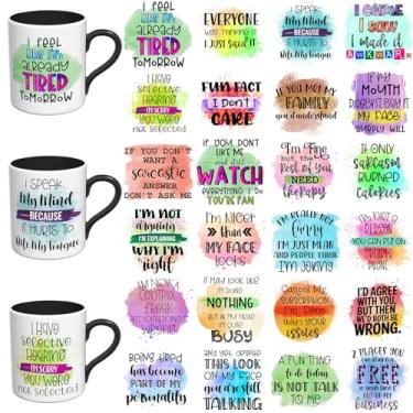 Imagem de Elewins Adesivos UV DTF - 24 folhas com citações UV DTF Cup Wrap para canecas de vidro café, decalques DIY para copos, esfregar à prova d'água em transferências para artesanato (citações coloridas)
