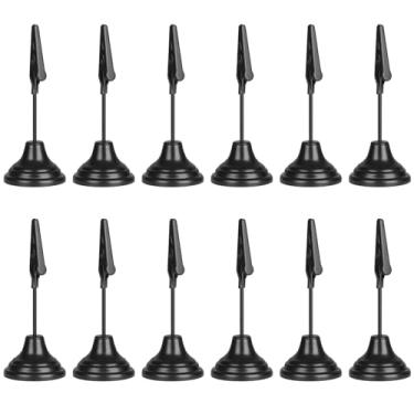 Imagem de LUMINFLY 12 peças de porta-cartões de mesa com clipe de crocodilo, clipes de metal para cartão de nome com base preta para eventos, casamentos e festas