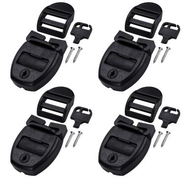 Imagem de 4 conjuntos de clipes pretos para cobertura de banheira de hidromassagem, substituição de clipes de cobertura de spa, kit de trava de tampa de banheira de hidromassagem com 4 travas de clipe, 4 slides