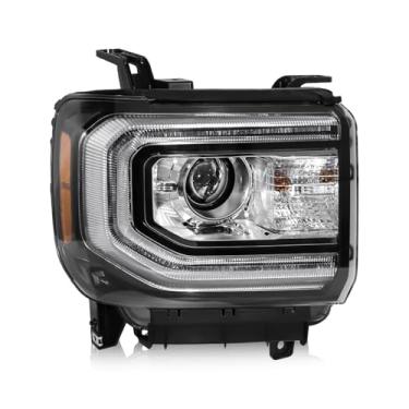 Imagem de LIWEDFG Conjunto de farol HID/Xenon com LED DRL compatível com GMC Sierra 1500 2016 2017 2018, invólucro cromado direito HID