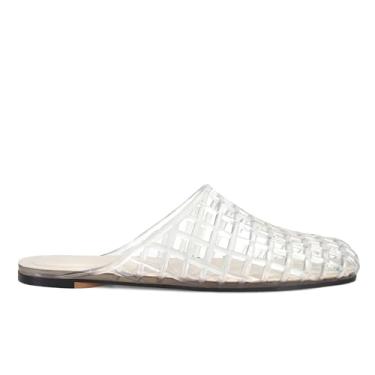 Imagem de MAIJED Sandálias femininas transparentes com bico fechado de malha vazada Jellies Mule sandálias deslizantes casuais confortáveis verão praia sandálias, Transparente., 38