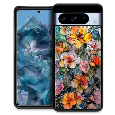 Imagem de CARLOCA Capa compatível com o Google Pixel 8 Pro para meninas à prova de choque antiarranhões capa traseira de PC rígida estética padrão de moda flores coloridas mosaico 3D vintage