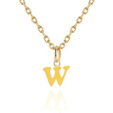 Imagem de Colares com inicial feminina, banhado a ouro 14K com letra A-Z com esmalte colorido, corrente ajustável de 45,7 a 50,8 cm - Presentes de Dia dos Namorados para ela, presentes de aniversário, presentes