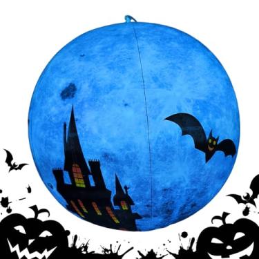 Imagem de Balões tema de Halloween, bolas infláveis ​​de Halloween, Brinquedo de adereços de explosão de Halloween de morcego de 23,62 polegadas, Ornamentos exteriores grossos impermeáveis ​​da bola da abóbora