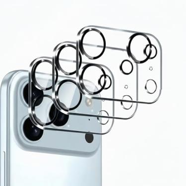 Imagem de Pacote com 3 protetores de lente de câmera para iPhone 17 Pro, vidro temperado, dureza 9H, ultra HD, antiarranhões, compatível com capas, não afeta fotos noturnas [não é compatível com iPhone 17/17