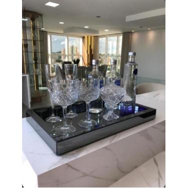 Imagem de Bandeja De Vidro Espelho Fumê Decoração Luxo 50X35 - Glass