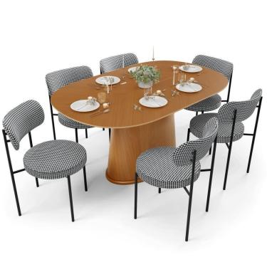Imagem de Mesa Para Sala De Jantar Valência Com 06 Cadeiras Sala De Jantar Louise L02 Pied Poule - Lyam Decor