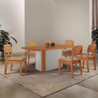 Imagem de Mesa De Jantar Isadora 180cm Tampo Mdf Laminado Turim 07 Naturale Off White