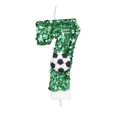 Imagem de Vela de futebol 7,7 velas para bolo de aniversário, número 7, decorações de futebol para artigos de festa