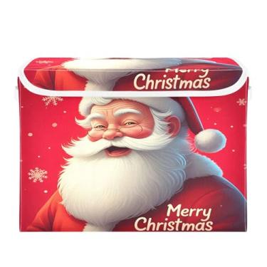 Imagem de SEHANY Cestas de armazenamento de Papai Noel de Natal com tampas, organizador de caixas de armazenamento de tecido para armário de roupas, cobertor de escritório, berçário, 42 x 32 x 30 cm