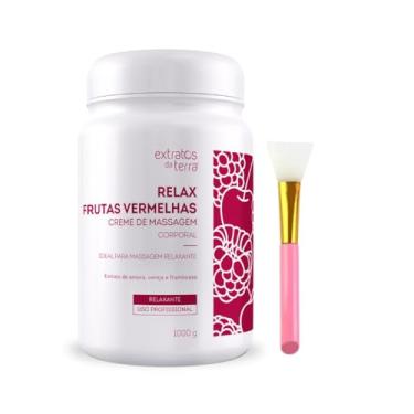 Imagem de Creme de Massagem Frutas Vermelhas Extratos da Terra - Hidratante, Antioxidante e com Ótimo Deslize - Para Massagem Relaxante + Pincel de Silicone