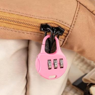 Imagem de 2 peças, mochila com cadeado com senha, trava de senha, mala, fechaduras com código, armário, dormitório, gaveta, caderno, cadeados digitais (2 peças - rosa)