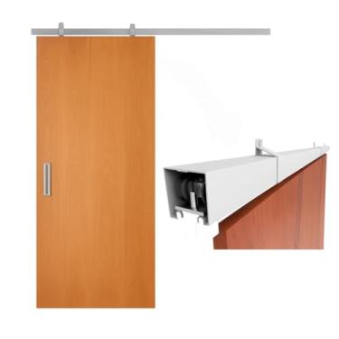 Imagem de Kit Porta de Correr com trilho bipartido em liga de alumínio, 1,20 metros