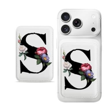Imagem de Porta-cartão magnético S-letter para iPhone, capa fina de couro PU, capa para cartão, capa traseira para cartão, acessório de telefone fofo