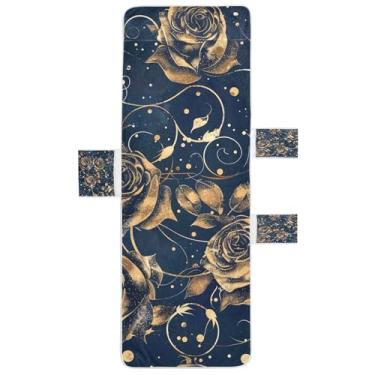 Imagem de STAYTOP Capa de toalha de espreguiçadeira de flores de rosa, capa de espreguiçadeira macia, capas de cadeira de praia com bolsos para jardim ao ar livre, pátio, pátio, banhos de sol, gramado, 215 x 76