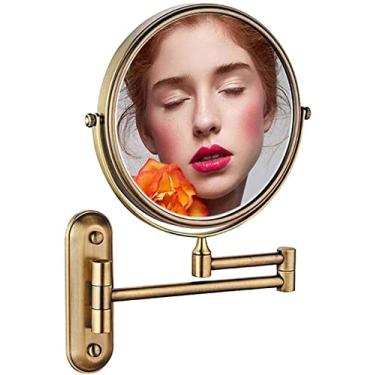 Imagem de Espelho de maquiagem espelho de banheiro de 20 cm redondo espelho de maquiagem retrátil 360 rotação espelho de maquiagem dupla face