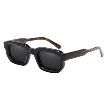 Imagem de JRLLFD Óculos de sol de acetato com corte chanfrado, polarizados, masculinos, armação retangular, femininos, masculinos (tartaruga)