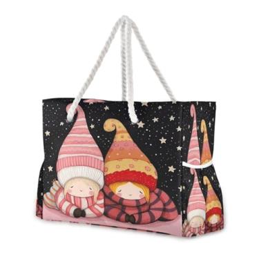 Imagem de Wassud Bolsa de praia para duas meninas com chapéus, bolsa de praia grande para mulheres, impermeável, à prova de areia, bolsa de viagem com zíper e bolso para piscina, academia, acampamento