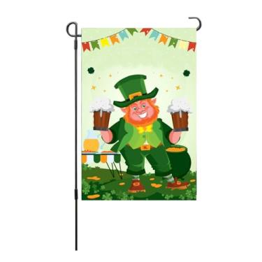 Imagem de Bandeira de jardim do Dia de São Patrício, dupla face, trevo de quatro folhas da sorte, bandeira vertical para deck, pátio, varanda, decorações, tecido de poliéster 100D 45 x 30 cm (Tipo 2)