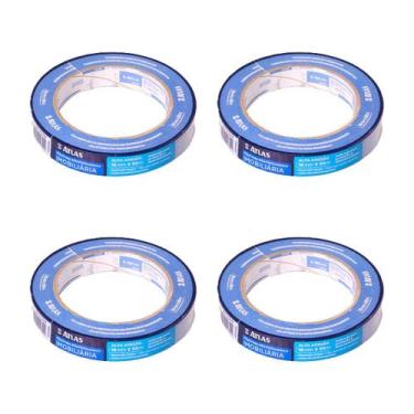 Imagem de Kit 4 Fita Crepe Imobiliária Fina 18mm x 50m Atlas Azul Pintura Profis