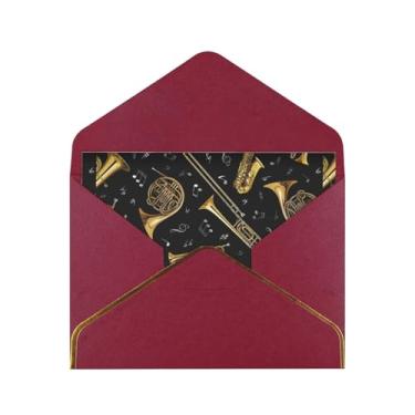 Imagem de SKKNT Cartões de felicitações com impressão de instrumentos musicais para todas as ocasiões, convites de festa de aniversário de casamento, 12,7 x 15,2 cm