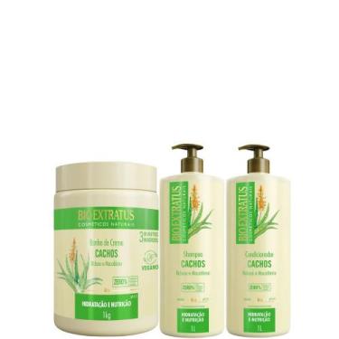 Imagem de Kit Shampoo, Cond, Banho de Creme 1L Cachos Bio Extratus