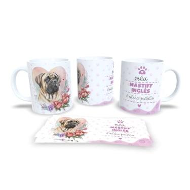 Imagem de Caneca de Cerâmica Beagle, Branca e Rosa, com Ilustração de Cachorro e Flores, Tema Pet, Design com Patinhas e Corações (13196)