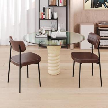 Imagem de Conjunto 2 Cadeiras de Jantar Mynna Revestimento Sintético Est.Preta -