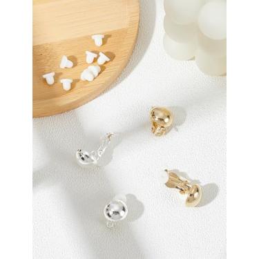 Imagem de 4 peças de achados de brinco de clipe de latão, conversor de brincos dourados e prateados, componentes não perfurados com laço para orelhas não perfuradas, brinco faça você mesmo, fabricação de joias