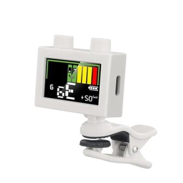 Imagem de KiBcsLic Afinador de Guitarra, Afinador Eletrônico Digital de Clipe, Metrônomo, Afinador Multifuncional com Visor Giratório para Guitarra, Baixo E Ukulele, branco